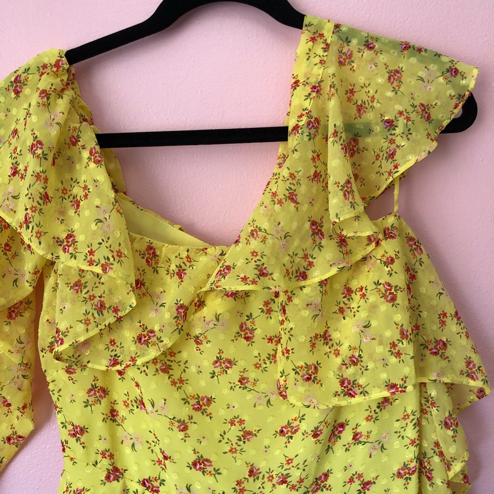 ASOS Yellow Floral Ruffle Midi Dress - Picture 4 of 4